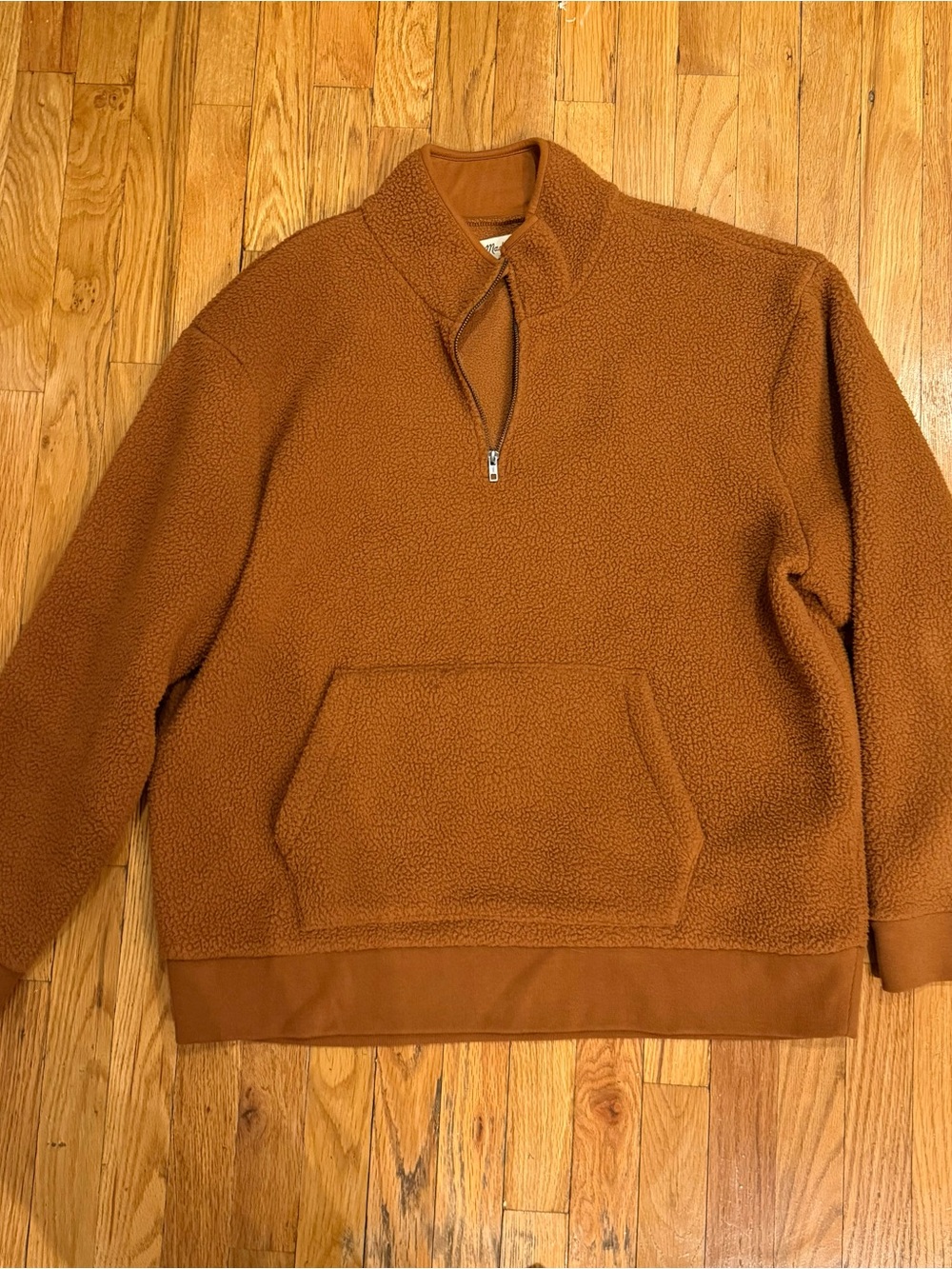 Madewell Brown (Re)sourced Sherpa Half-Zip Sweatshirt